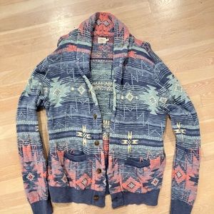 FAHERTY brand print cardigan sweater, 100% cotton size large